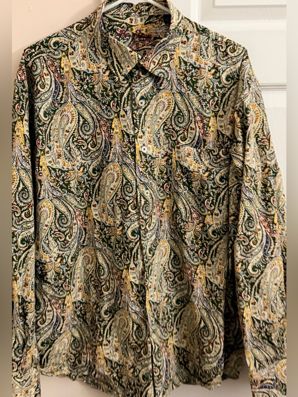 Alan Flusser Paisley Print 100% Cotton Multicolor Men’s XL Long Sleeve Button